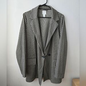 H&M Women's Black and White Houndstooth Blazer